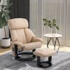 HOMCOM Beige Massage Recliner Chair with Ottoman, 10-Point Vibrating Heat Function, Ultimate Comfort