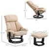HOMCOM Beige Massage Recliner Chair with Ottoman, 10-Point Vibrating Heat Function, Ultimate Comfort